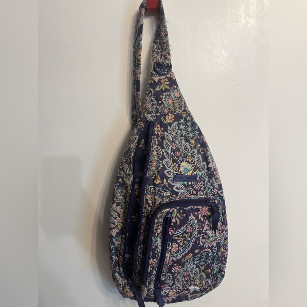 Retired Vera Bradley 
Navy French Paisley Crossbody Sling Bag